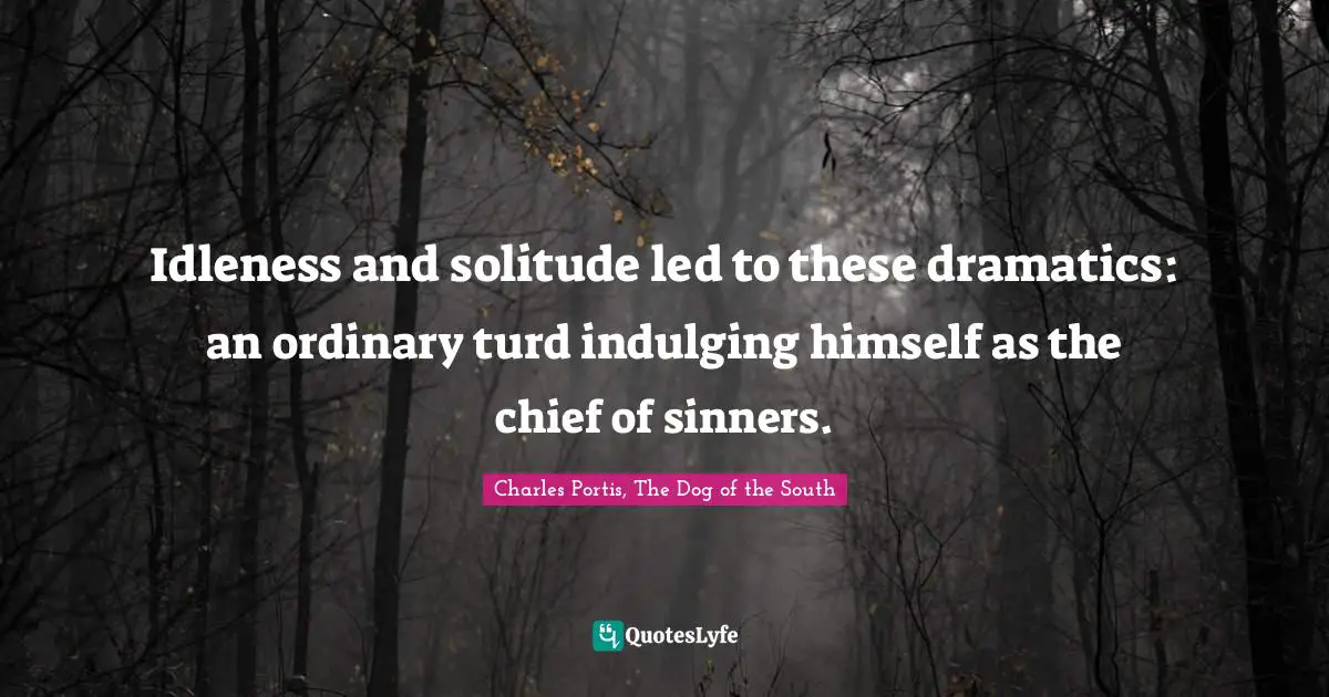 Idleness and solitude led to these dramatics: an ordinary turd indulging himself as the chief of sinners.