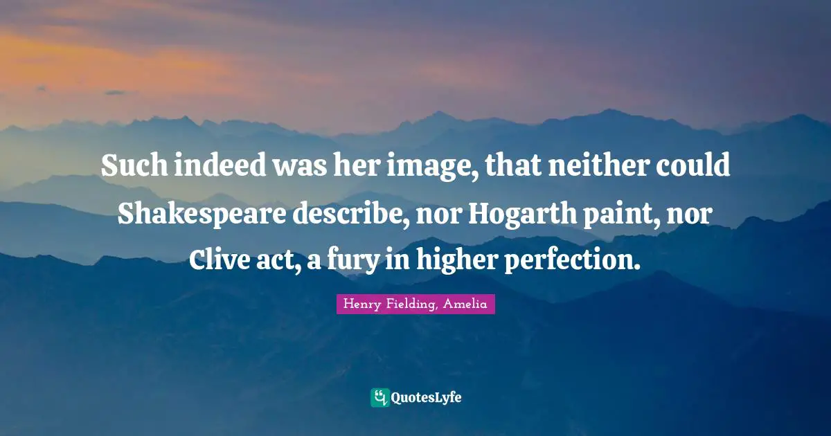 Such indeed was her image, that neither could Shakespeare describe, nor Hogarth paint, nor Clive act, a fury in higher perfection.