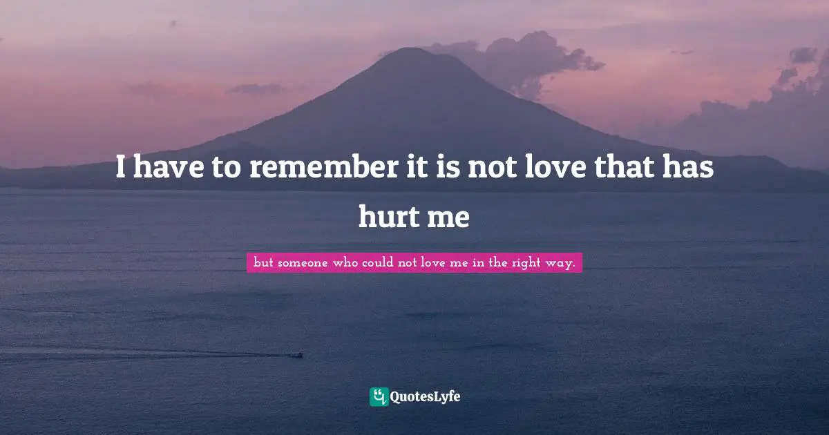 I have to remember it is not love that has hurt me