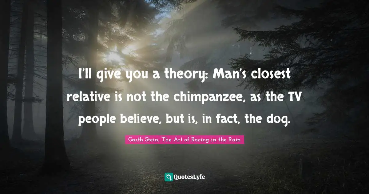 I’ll give you a theory: Man’s closest relative is not the chimpanzee, as the TV people believe, but is, in fact, the dog.