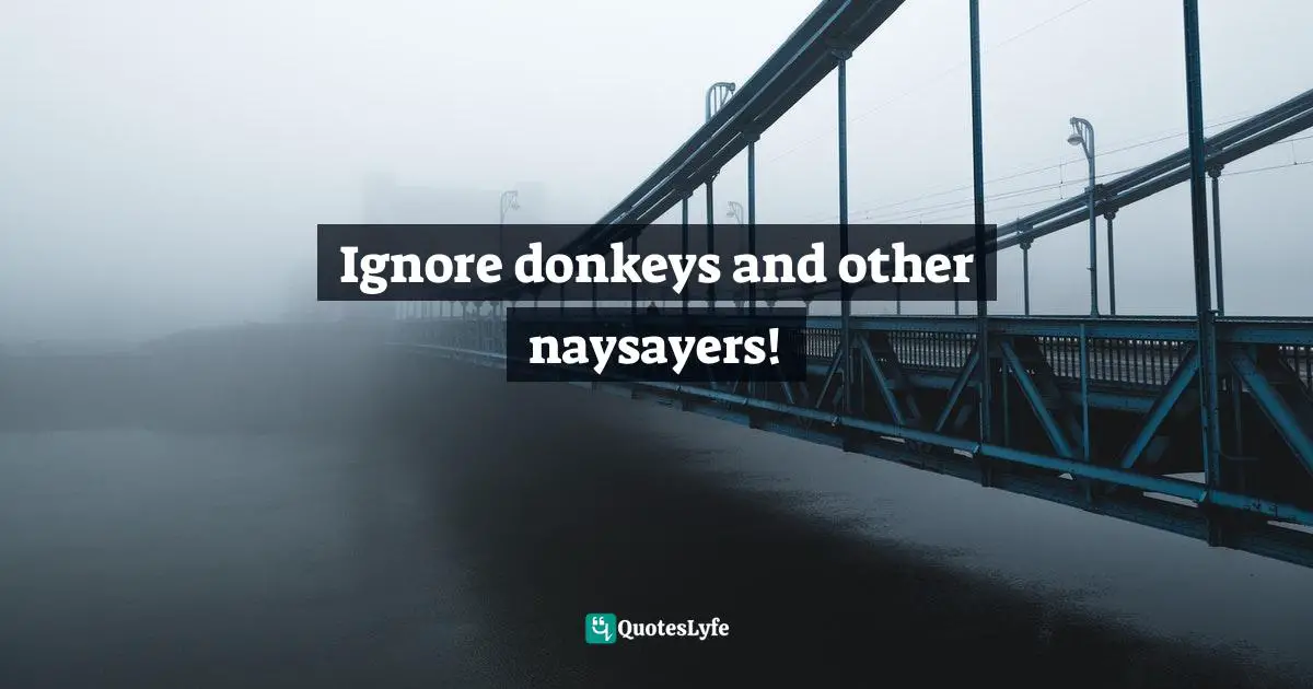 Mary Buchan, Over IT: How To Live Above Your Circumstances And Beyond Yourself Quotes: "Ignore donkeys and other naysayers!"
