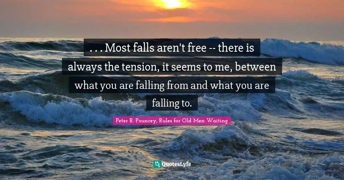 . . . Most falls aren't free -- there is always the tension, it seems to me, between what you are falling from and what you are falling to.