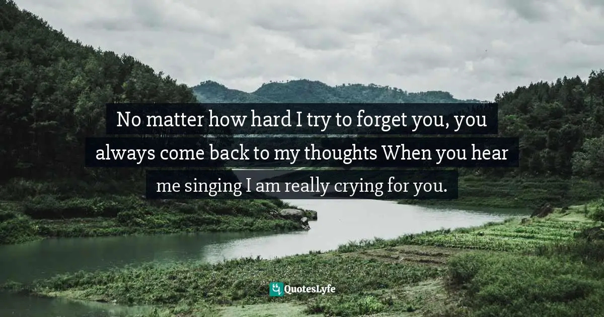 No matter how hard I try to forget you, you always come back to my thoughts When you hear me singing I am really crying for you.