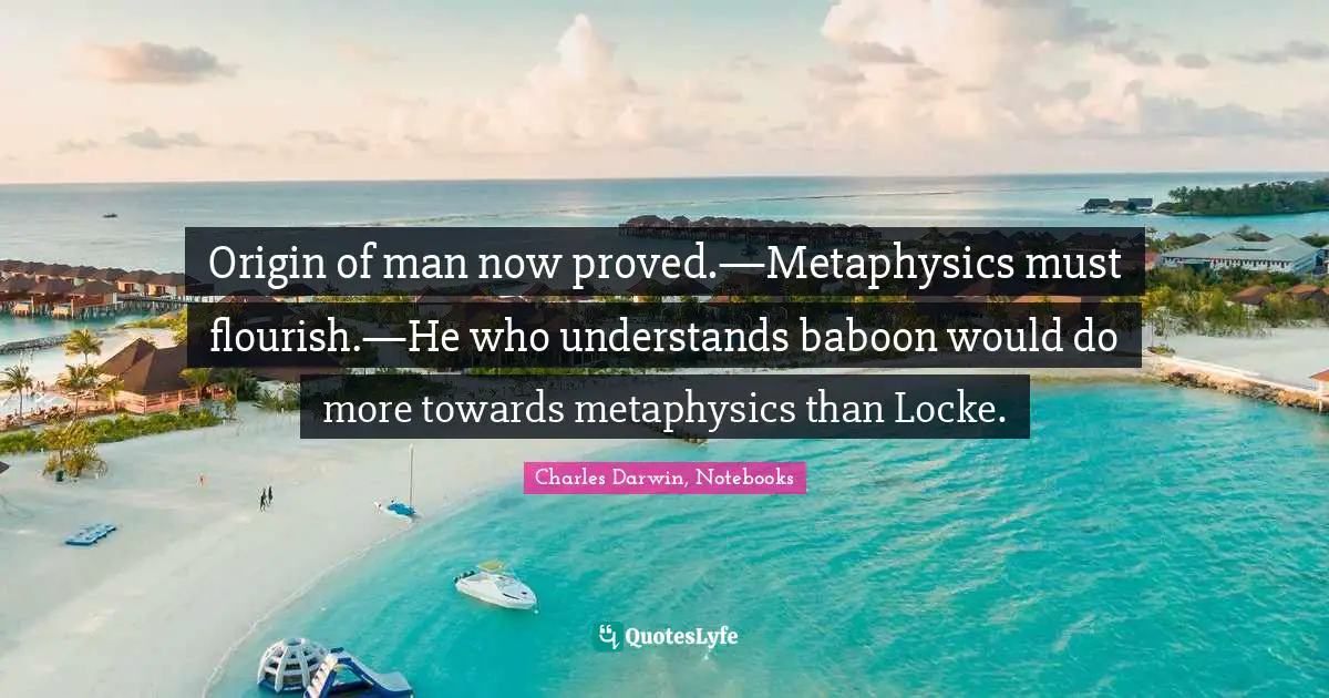 Origin of man now proved.—Metaphysics must flourish.—He who understands baboon would do more towards metaphysics than Locke.