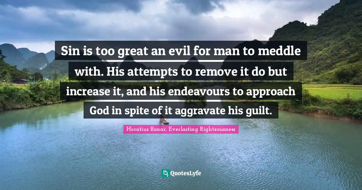 Sin is too great an evil for man to meddle with. His attempts to remove it do but increase it, and his endeavours to approach God in spite of it aggravate his guilt.