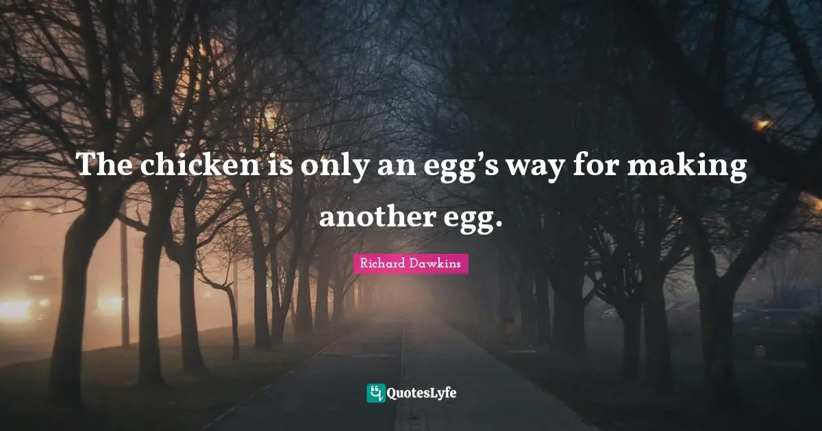 Richard Dawkins Quotes: "The chicken is only an egg’s way for making another egg."