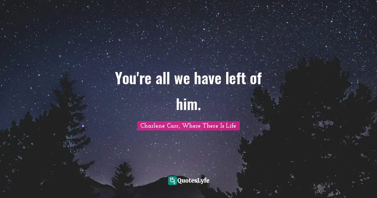 You're all we have left of him.