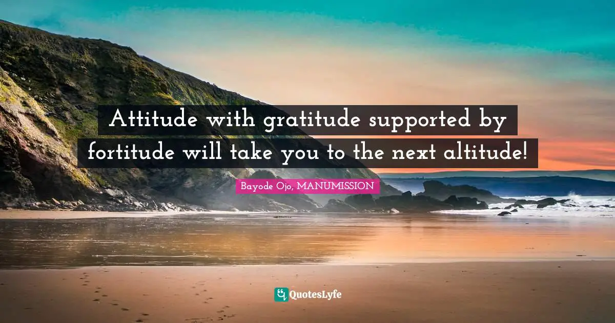 Attitude with gratitude supported by fortitude will take you to the next altitude!
