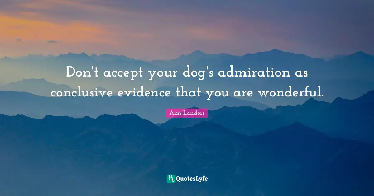 Don't accept your dog's admiration as conclusive evidence that you are wonderful.