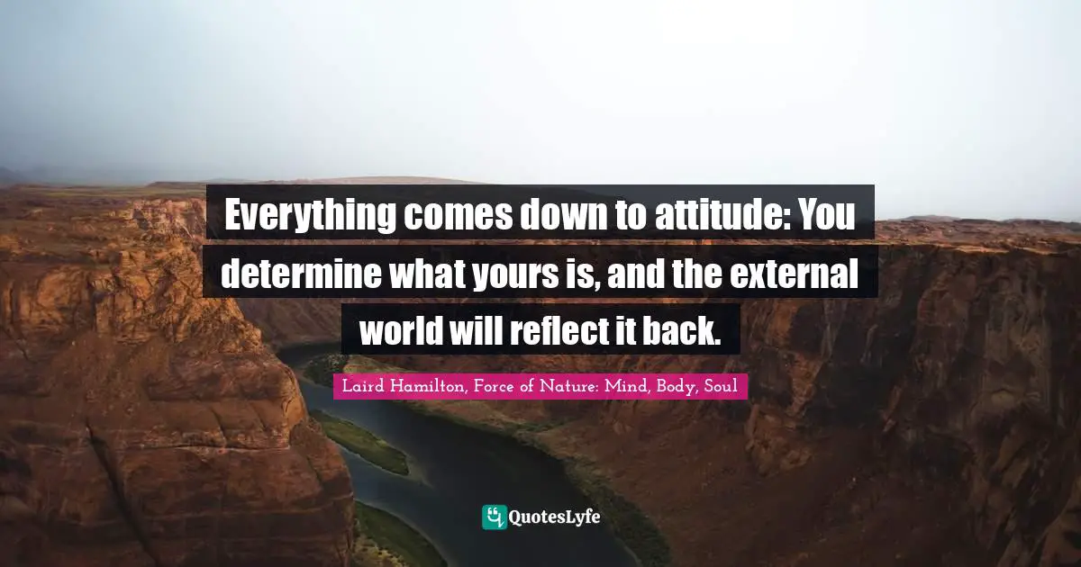 Everything comes down to attitude: You determine what yours is, and the external world will reflect it back.