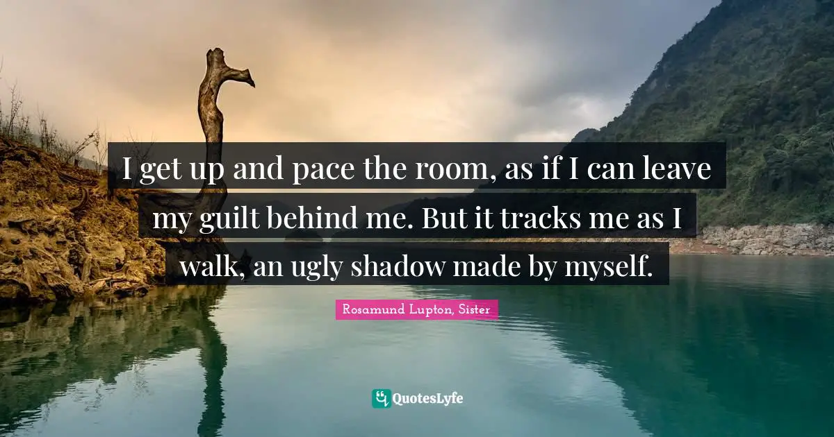 I get up and pace the room, as if I can leave my guilt behind me. But it tracks me as I walk, an ugly shadow made by myself.