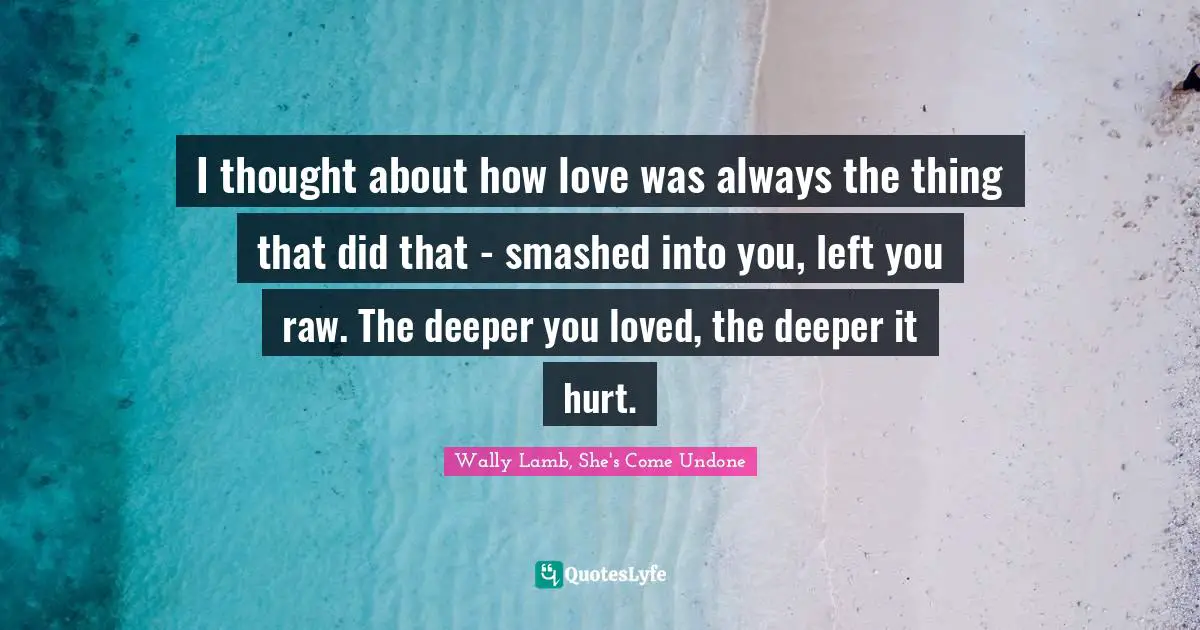 I thought about how love was always the thing that did that - smashed into you, left you raw. The deeper you loved, the deeper it hurt.