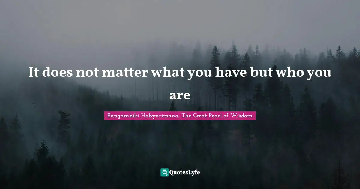 Attitude Towards Life Quotes: "It does not matter what you have but who you are"
