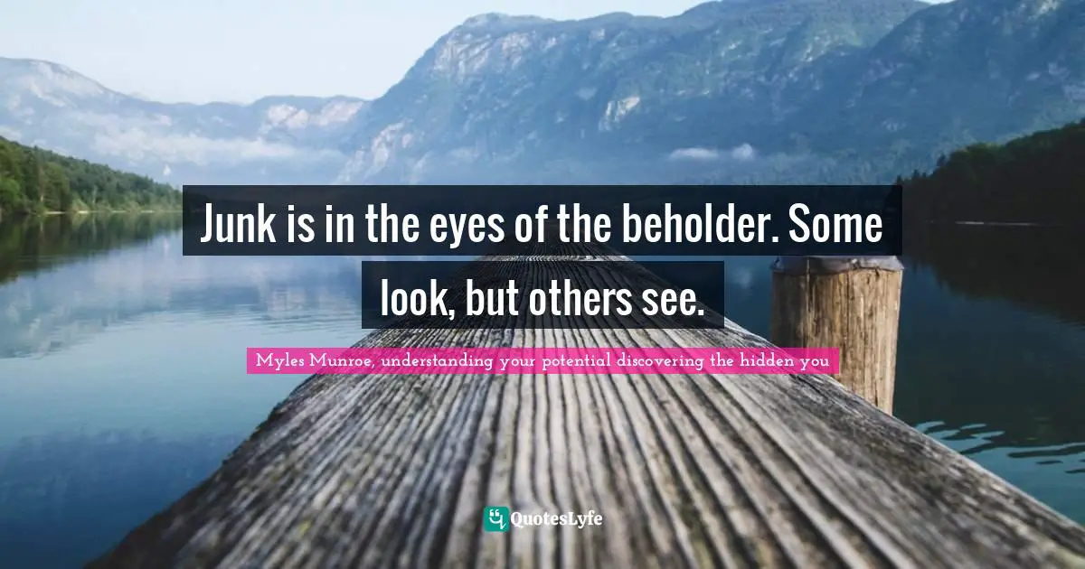 Junk is in the eyes of the beholder. Some look, but others see.