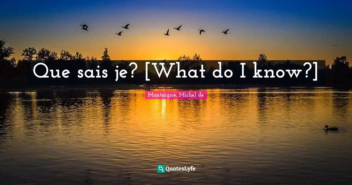 Que sais je? [What do I know?]