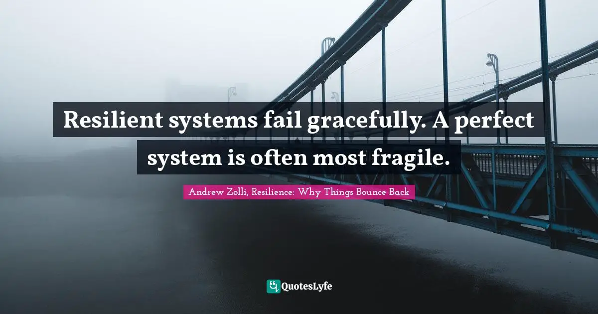 Resilient systems fail gracefully. A perfect system is often most fragile.