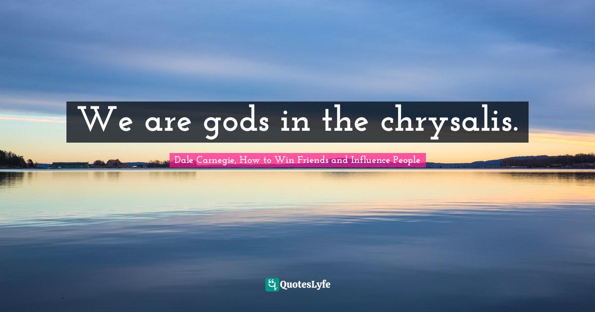 We are gods in the chrysalis.