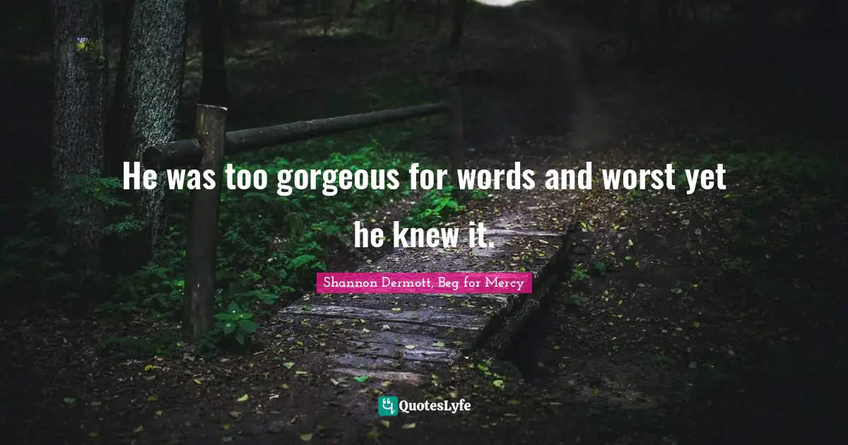 He was too gorgeous for words and worst yet he knew it.