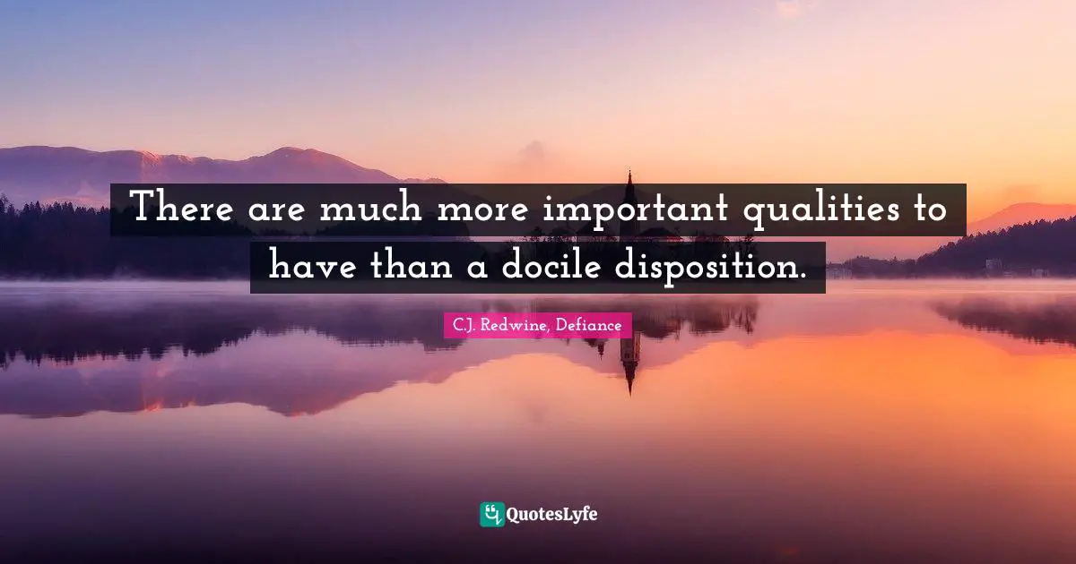 There are much more important qualities to have than a docile disposition.
