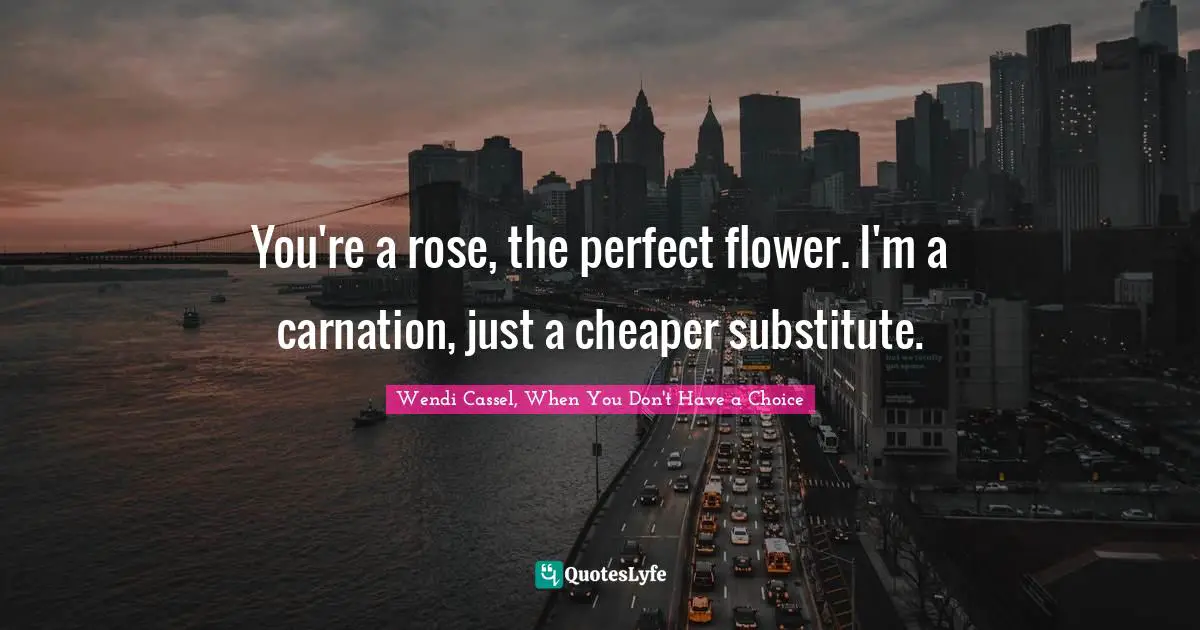 You're a rose, the perfect flower. I'm a carnation, just a cheaper substitute.