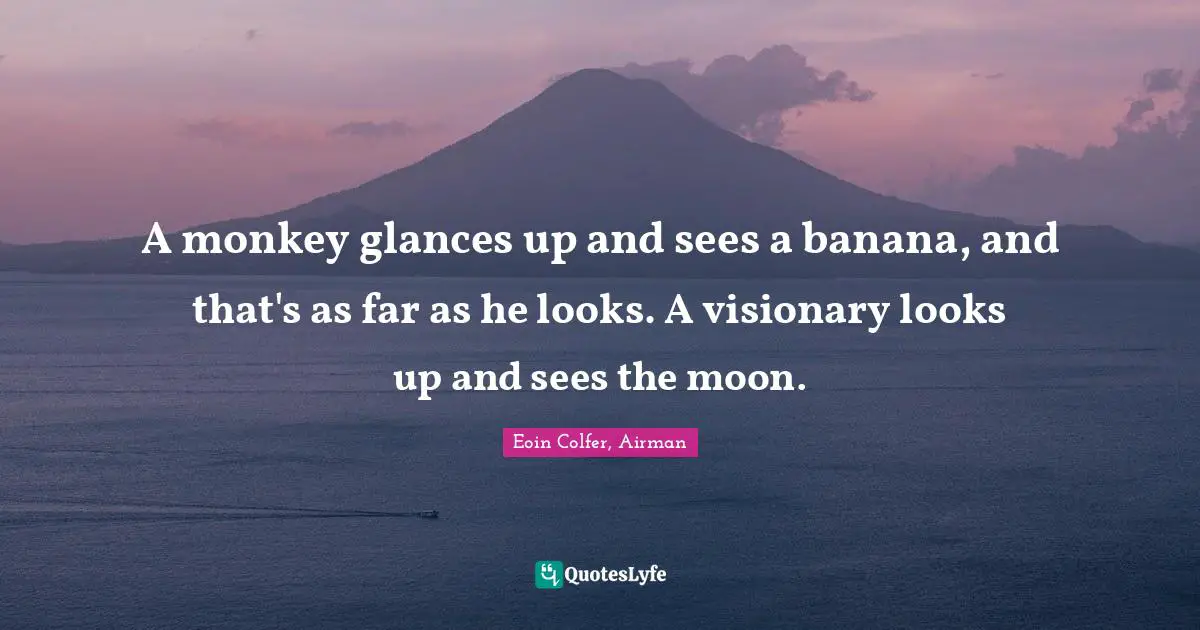 A monkey glances up and sees a banana, and that's as far as he looks. A visionary looks up and sees the moon.