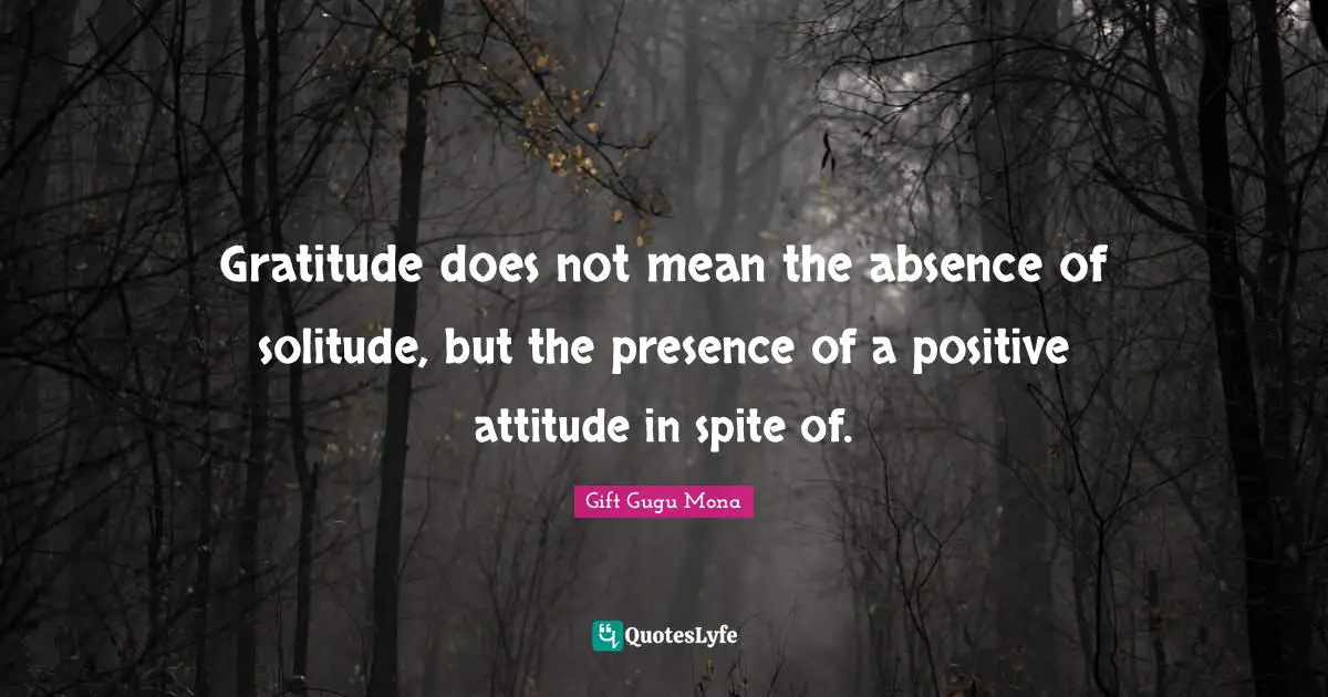 Gratitude does not mean the absence of solitude, but the presence of a positive attitude in spite of.