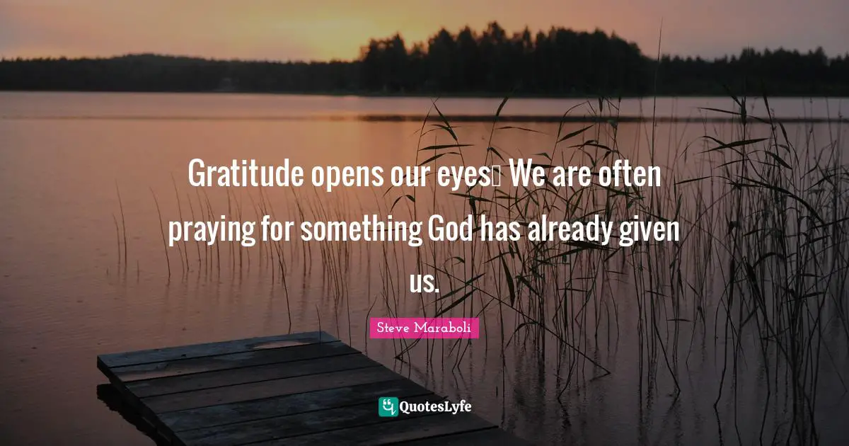 Gratitude opens our eyes… We are often praying for something God has already given us.