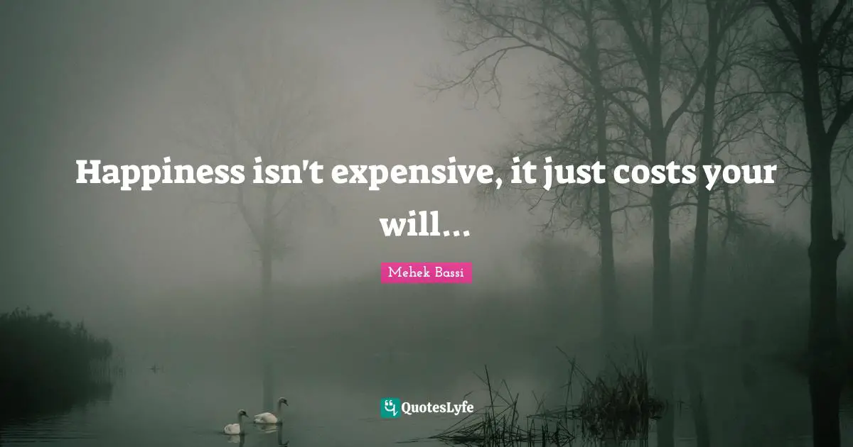 Happiness isn't expensive, it just costs your will...