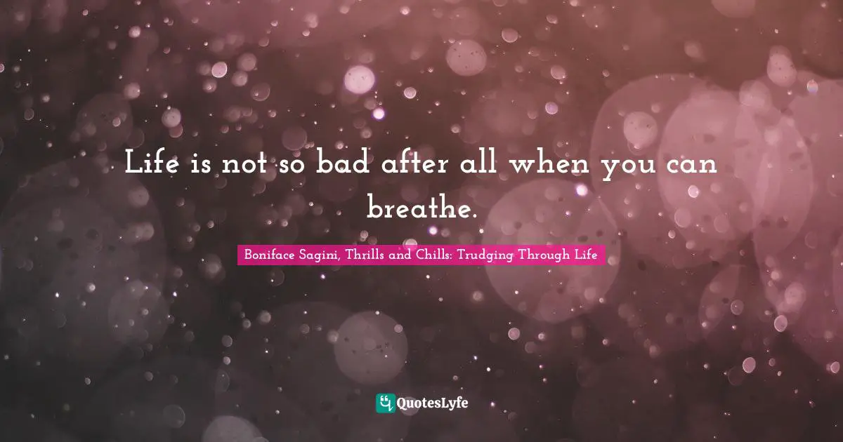 Boniface Sagini Quotes: "Life is not so bad after all when you can breathe."