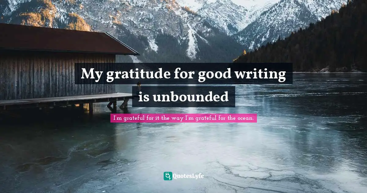 My gratitude for good writing is unbounded