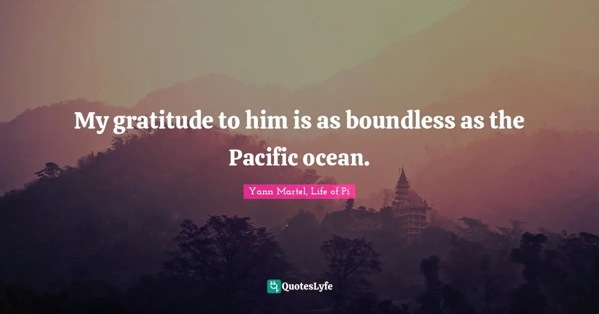 My gratitude to him is as boundless as the Pacific ocean.