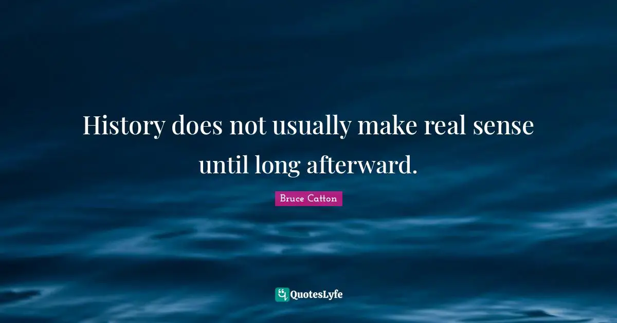 History does not usually make real sense until long afterward.
