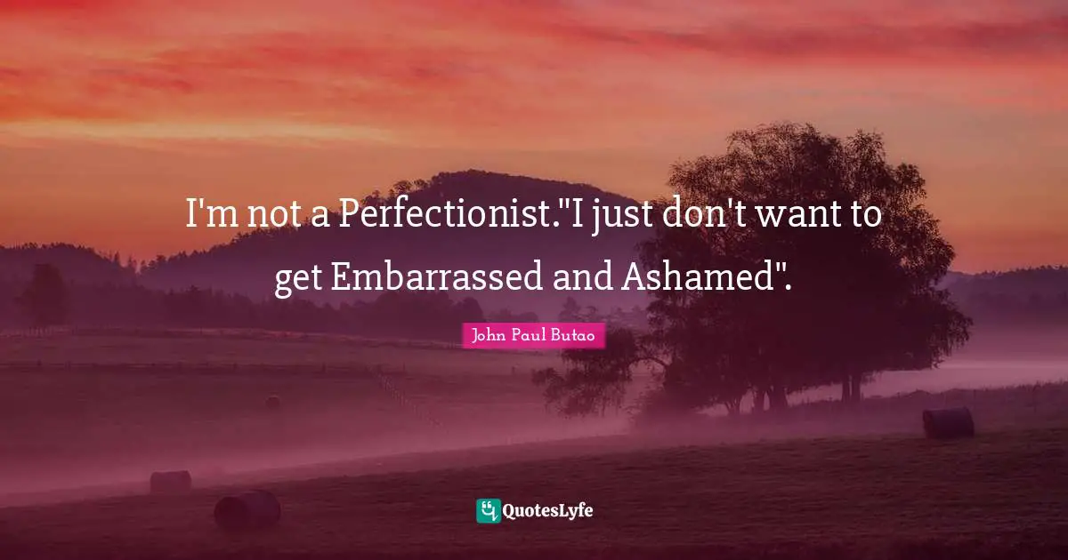 I'm not a Perfectionist."I just don't want to get Embarrassed and Ashamed".