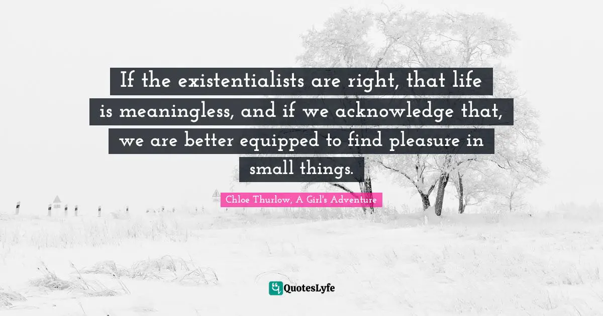 If the existentialists are right, that life is meaningless, and if we acknowledge that, we are better equipped to find pleasure in small things.
