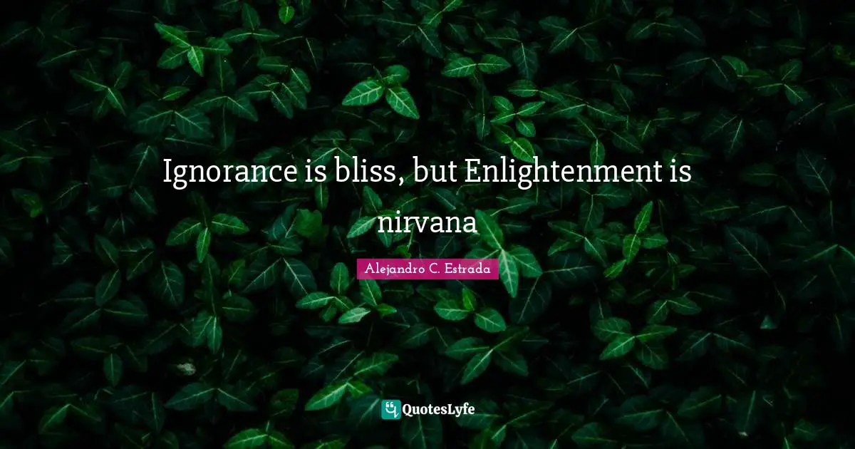 Ignorance is bliss, but Enlightenment is nirvana