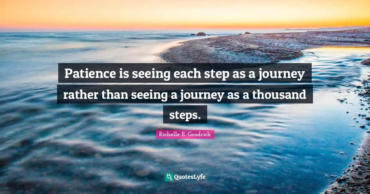 Patience is seeing each step as a journey rather than seeing a journey as a thousand steps.