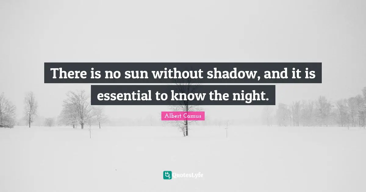 Albert Camus Quotes: "There is no sun without shadow, and it is essential to know the night."