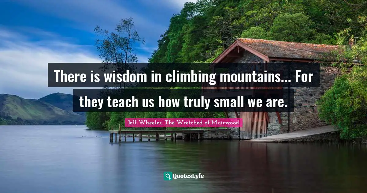 There is wisdom in climbing mountains... For they teach us how truly small we are.