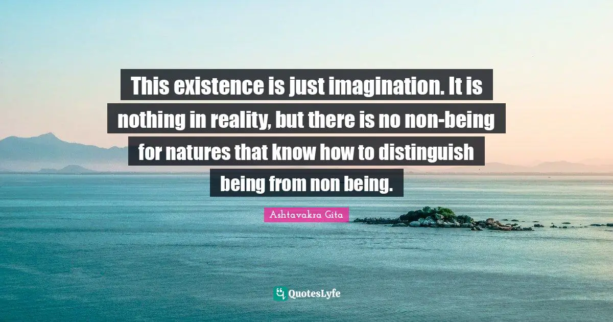 This existence is just imagination. It is nothing in reality, but there is no non-being for natures that know how to distinguish being from non being.