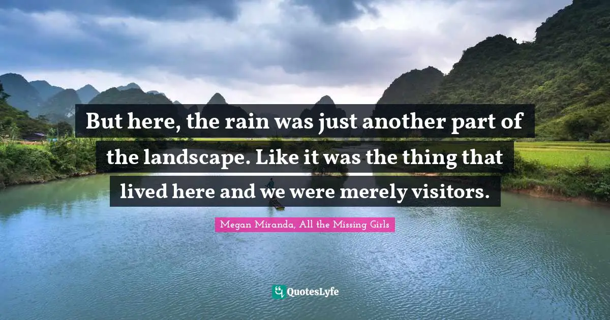 But here, the rain was just another part of the landscape. Like it was the thing that lived here and we were merely visitors.