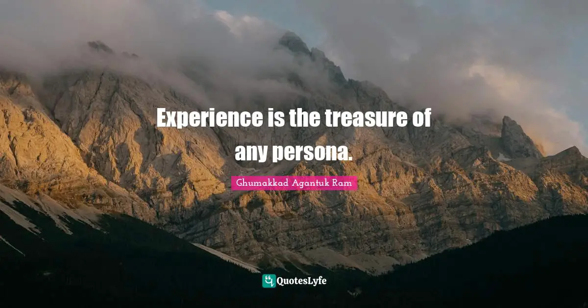 Experience is the treasure of any persona.