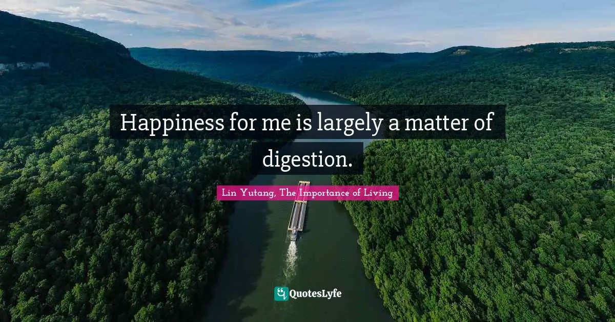 Happiness for me is largely a matter of digestion.