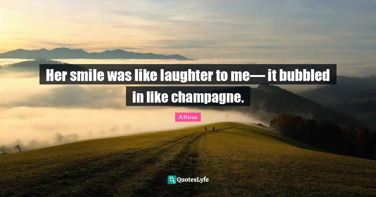 Her smile was like laughter to me— it bubbled in like champagne.
