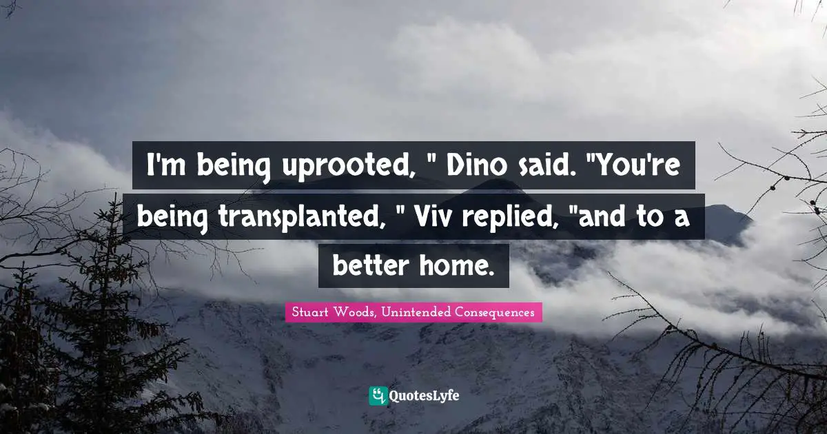 I'm being uprooted, " Dino said. "You're being transplanted, " Viv replied, "and to a better home.