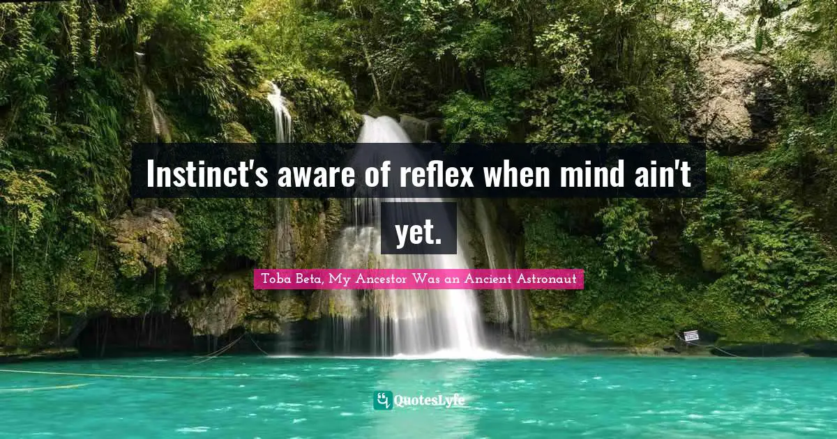 Toba Beta Quotes: "Instinct's aware of reflex when mind ain't yet."