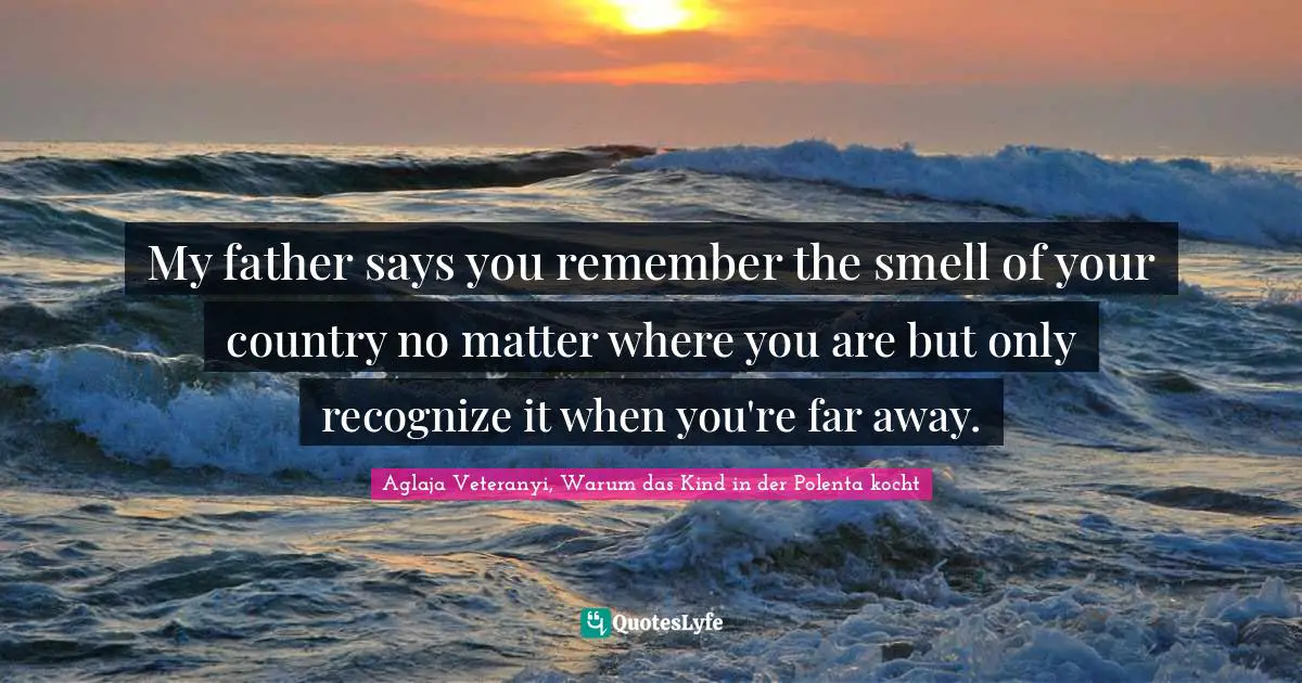My father says you remember the smell of your country no matter where you are but only recognize it when you're far away.