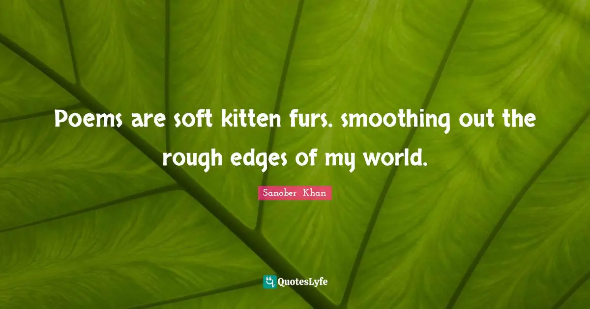 Poems are soft kitten furs. smoothing out the rough edges of my world.