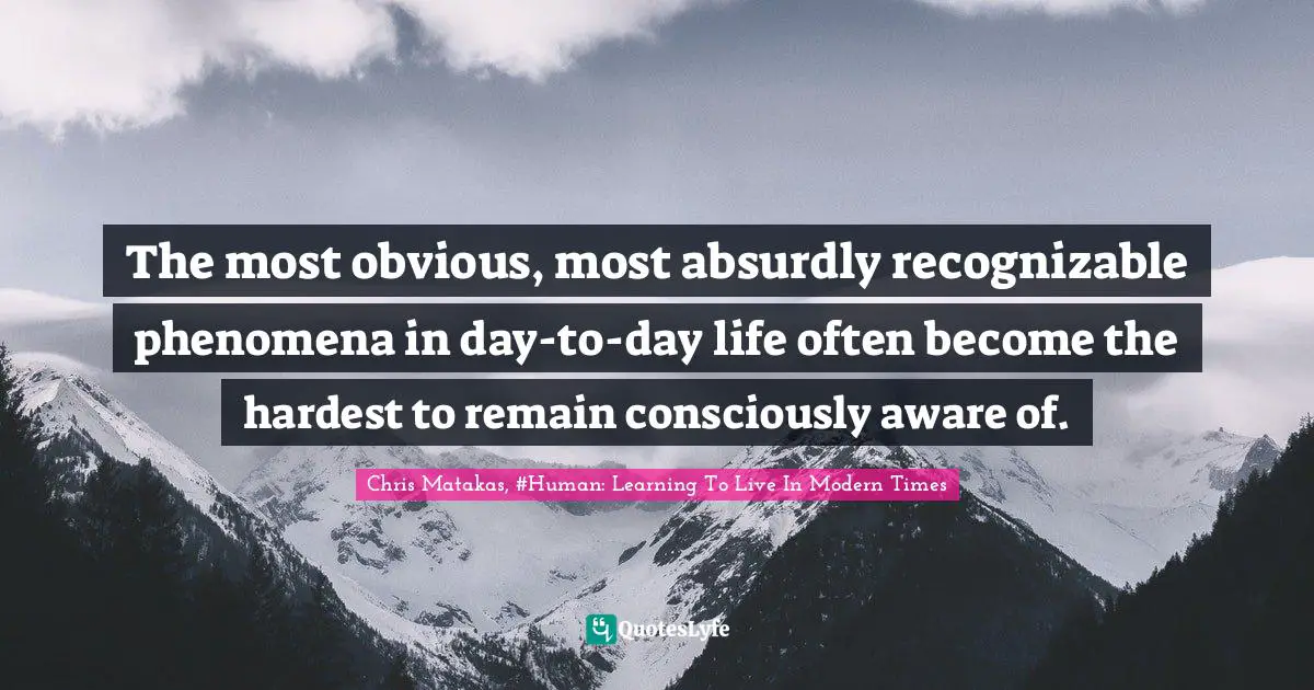 The most obvious, most absurdly recognizable phenomena in day-to-day life often become the hardest to remain consciously aware of.