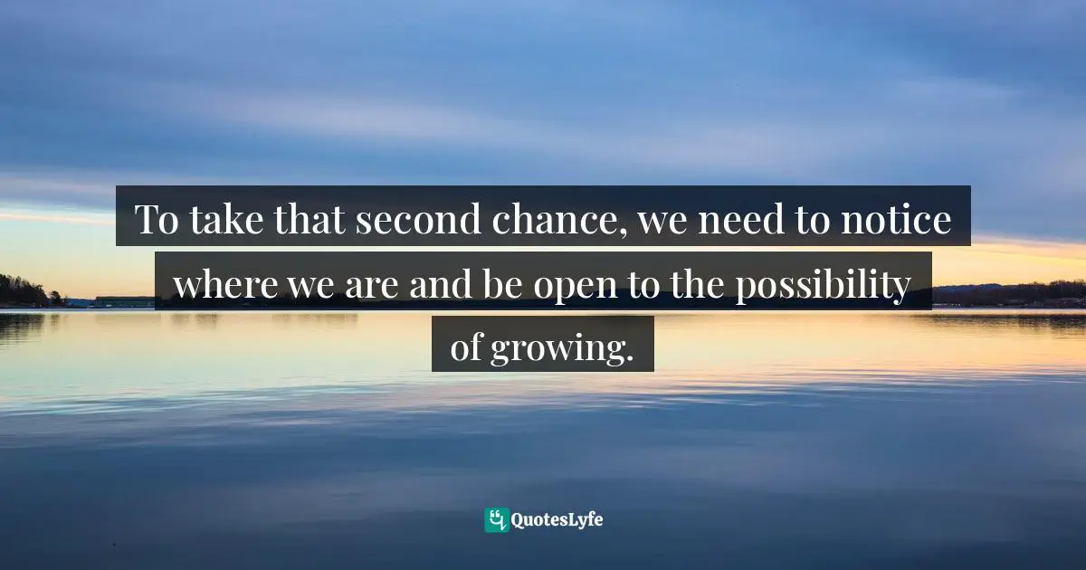 Holly Elissa Bruno, The Comfort Of Little Things: An Educator's Guide To Second Chances Quotes: "To take that second chance, we need to notice where we are and be open to the possibility of growing."