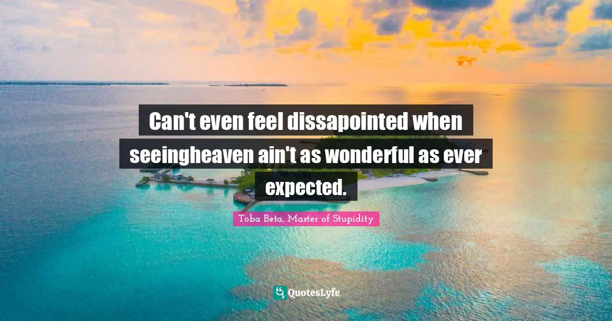 Toba Beta Quotes: "Can't even feel dissapointed when seeingheaven ain't as wonderful as ever expected."